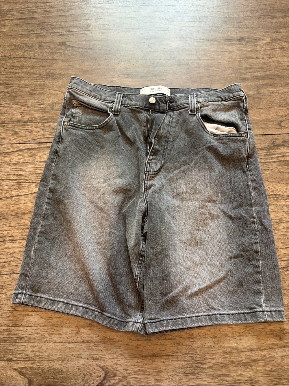 Hollister Men's Washed Charcoal Jean Shorts